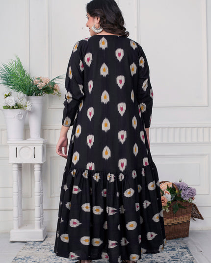 Ikat Elegance Black Long Jacket Dress Canada