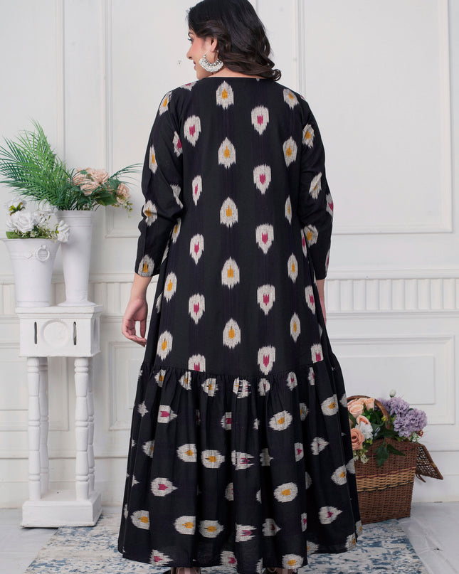 Buy Black Ikat Cotton Jacket Online
