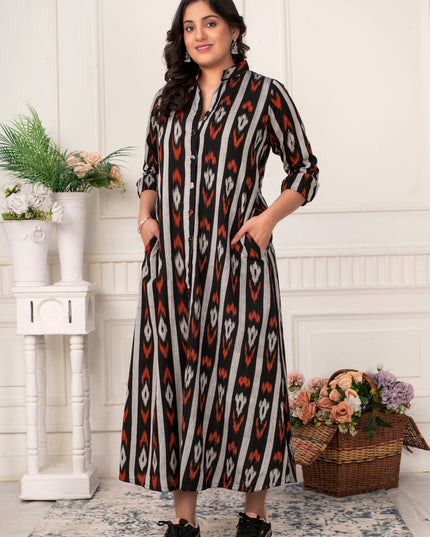 Black Ikat Shirt Dress Canada