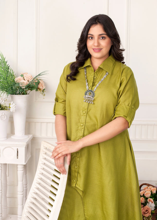 OLIVE GREEN ZIG ZAG COORD