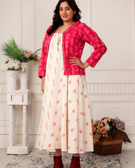 BLUSH IKAT JACKET WITH LOOSE DRESS
