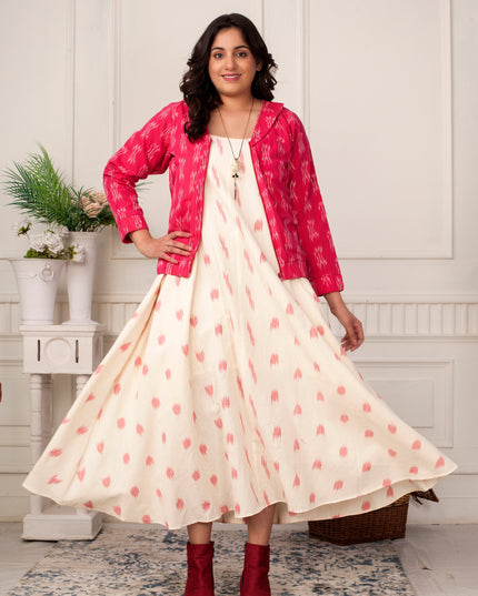 BLUSH IKAT JACKET WITH LOOSE DRESS