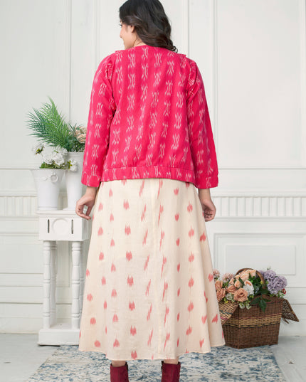 BLUSH IKAT JACKET WITH LOOSE DRESS