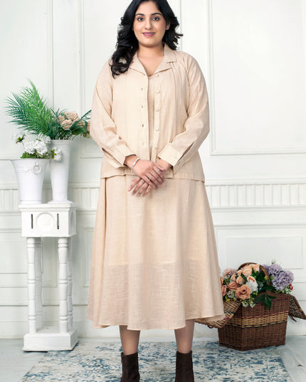 Layered Grace Linen Jacket Dress Set for Women