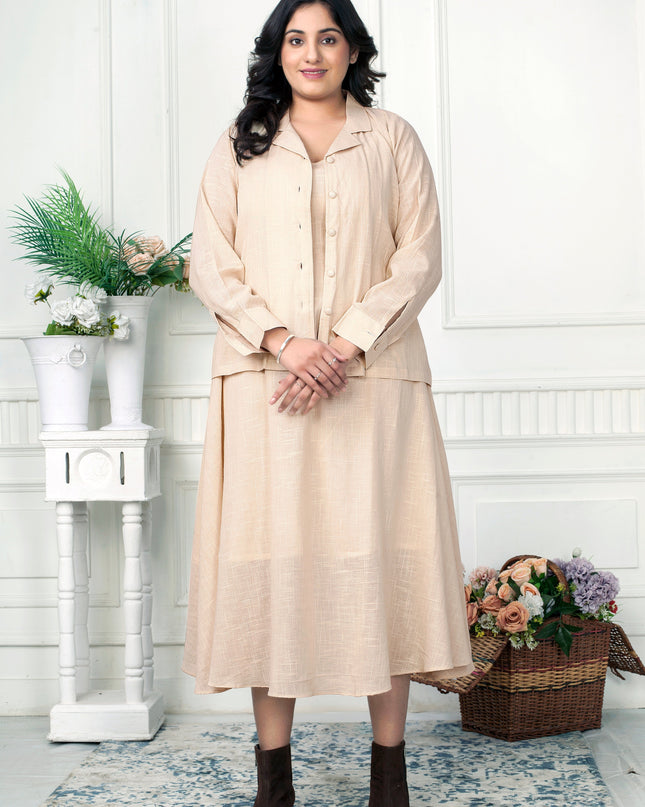 Layered Grace Linen Jacket Dress Set for Women