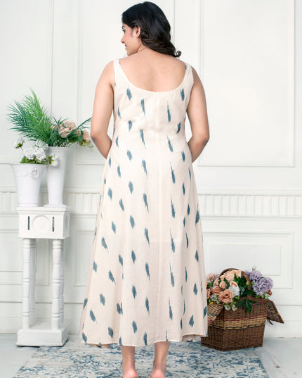 Aqua Blue Ikat Handloom Jacket Dress Set for Women Canada