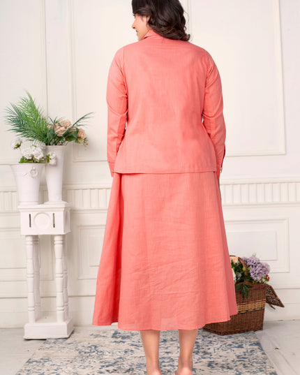 Blush Serenity Linen Jacket Dress Set for Women