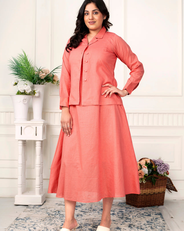 Blush Serenity Linen Jacket Dress Set for Women