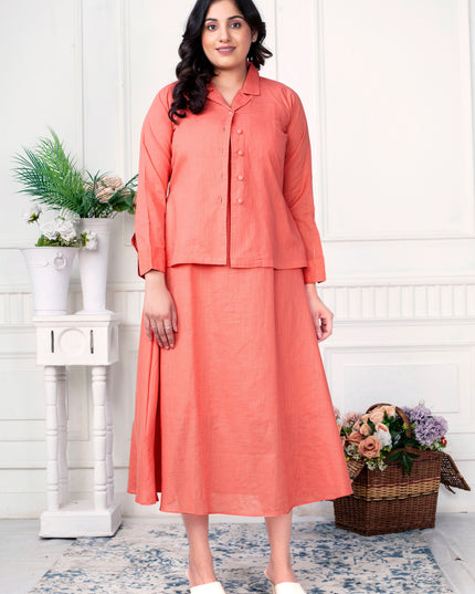Blush Serenity Linen Jacket Dress Set for Women
