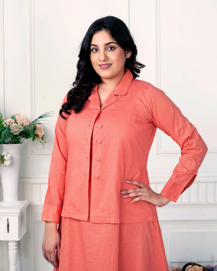 Blush Serenity Linen Jacket Dress Set for Women