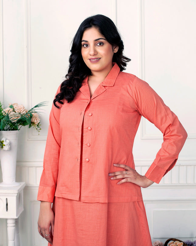 Blush Serenity Linen Jacket Dress Set for Women