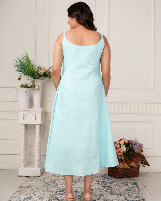 Aqua Breeze Linen Jacket Dress Set for Women