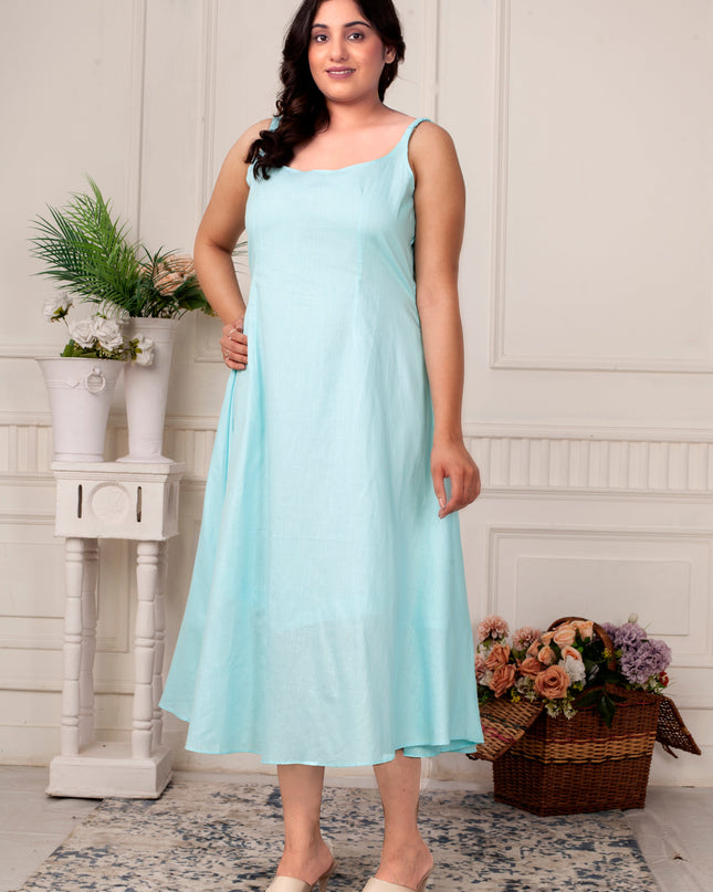 Aqua Breeze Linen Jacket Dress Set for Women