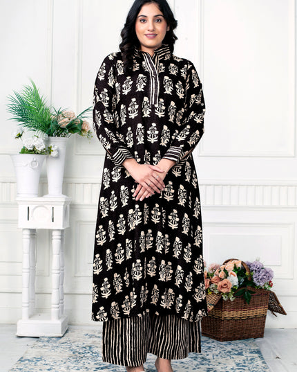 Black & White Rayon Coord Set for Women