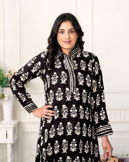 Black & White Rayon Coord Set for Women