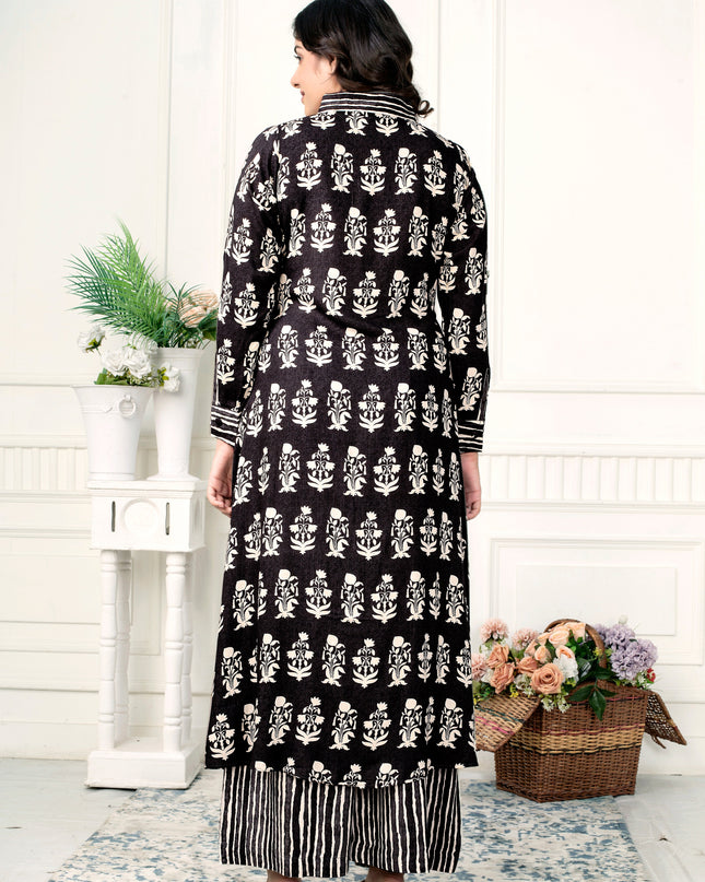 Black & White Rayon Coord Set for Women