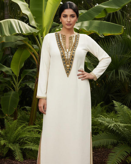 VEDA HANDWORK YOKE KAFTAN