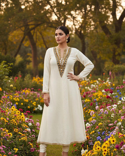 DHARA HANDWORK YOKE KURTA SET