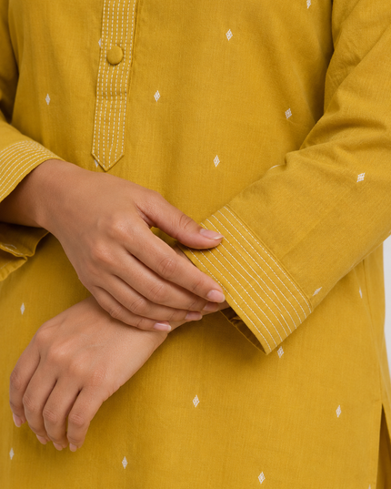 MUSTARD COTTON KURTA PANT SET