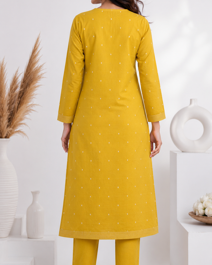 MUSTARD COTTON KURTA PANT SET