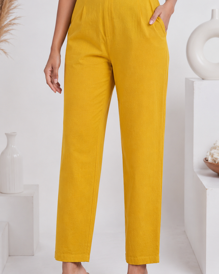MUSTARD COTTON KURTA PANT SET