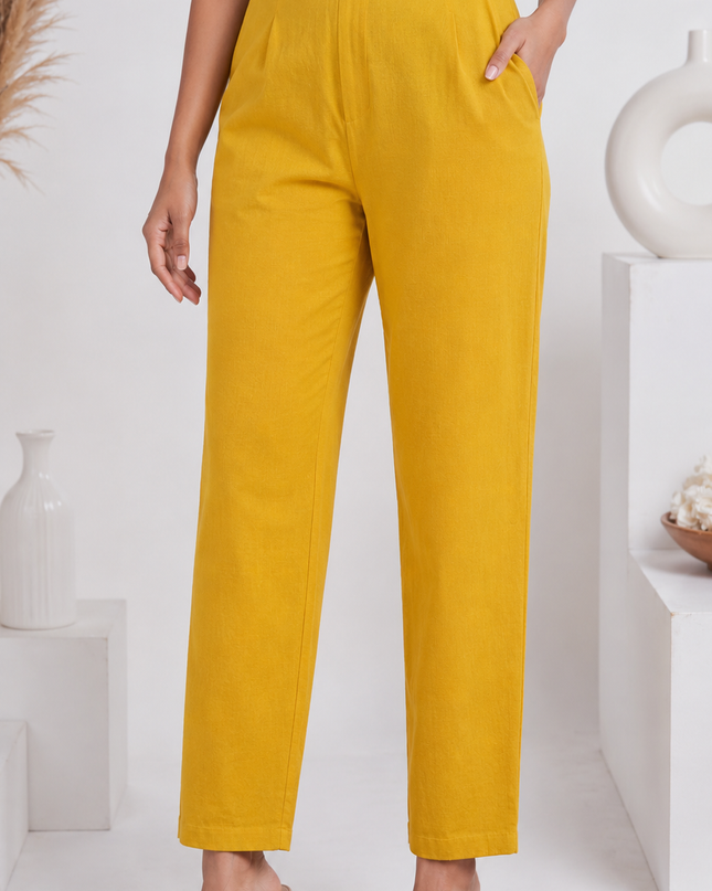MUSTARD COTTON KURTA PANT SET