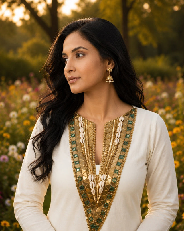 VEDA HANDWORK YOKE KAFTAN