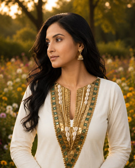 DHARA HANDWORK YOKE KURTA SET