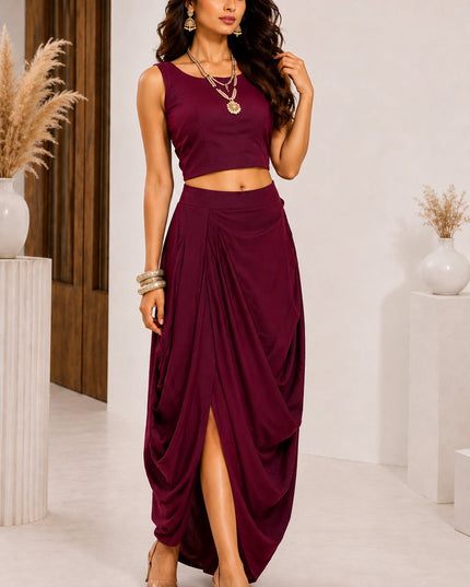 WINE DRAPE COORD SET