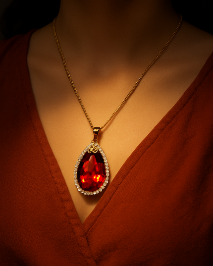 Red Crystal Statement Necklace for Women