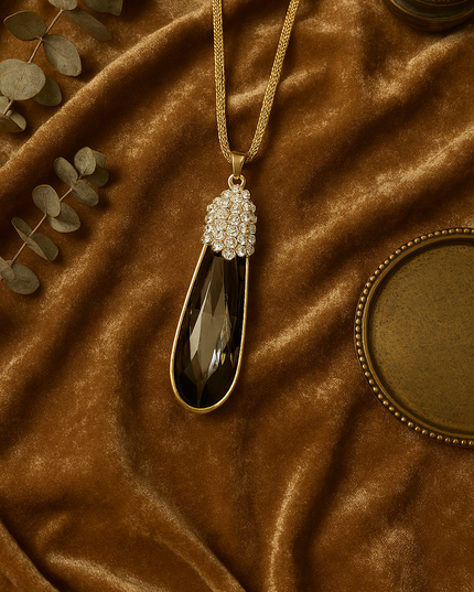 Gold Black Pendant Necklace for Women