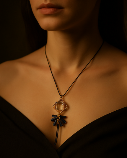 Black Tassel Crystal Necklace for Women