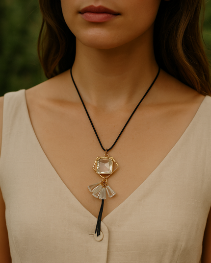 Crystal Tassel Pendant Necklace for Women