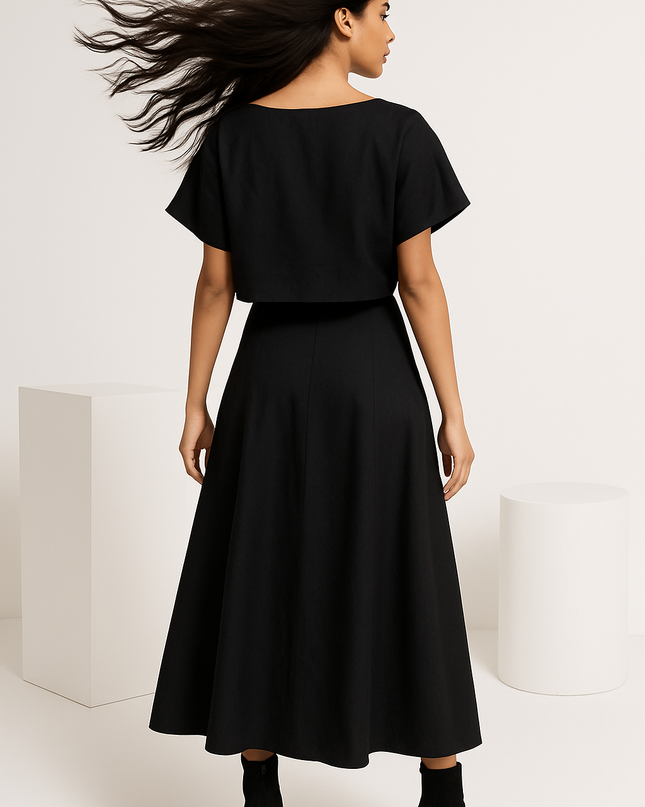 Black Denim Co Ord Set for Women