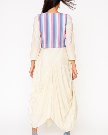 Ivory Cowl Dress with Handloom Jacket Canada