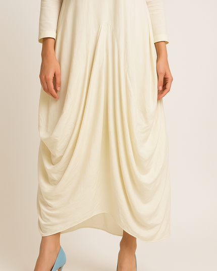 Ivory Cowl Dress with Handloom Jacket Canada