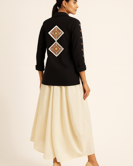 IVORY LINEN COWL SKIRT