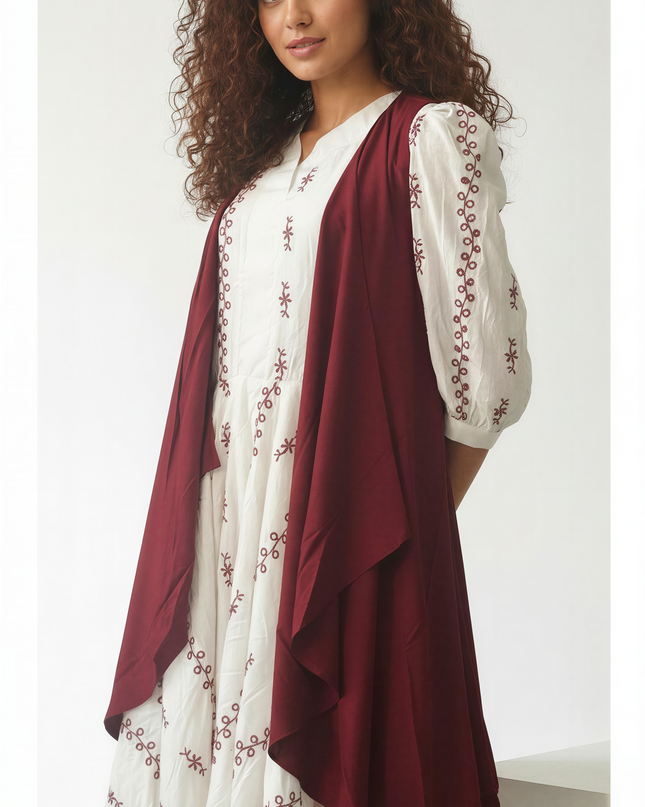 Elegant Embroidered Cotton Dress Chic Outfit