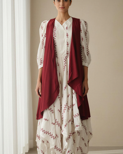 Elegant Embroidered Cotton Dress Chic Outfit