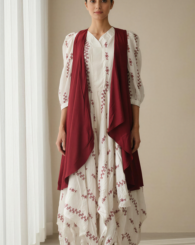 Elegant Embroidered Cotton Dress Chic Outfit