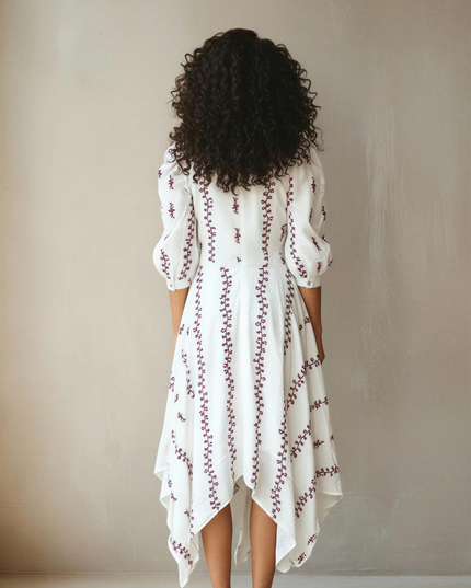 Elegant Embroidered Cotton Dress Chic Outfit