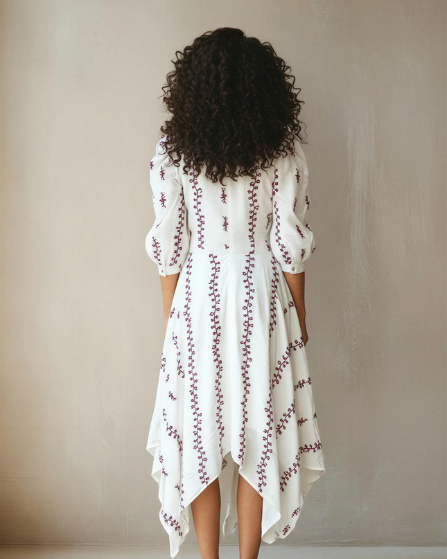 Elegant Embroidered Cotton Dress Chic Outfit