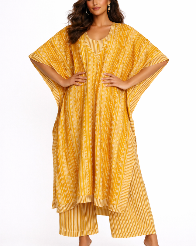 Stylish Mustard Kaftan Coord Set Online