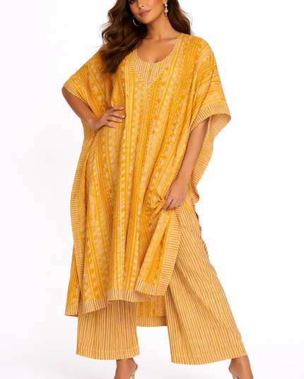 Stylish Mustard Kaftan Coord Set Online