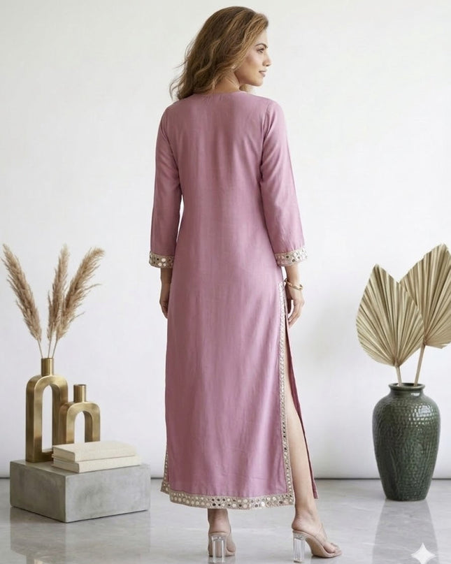 Blush Pink Embellished Kaftan Dress