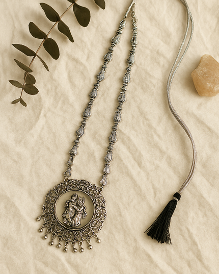 Dancing Couple Oxidised Statement Necklace