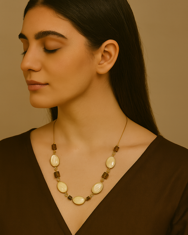 Classic Oval Bead Necklace with Antique Finish