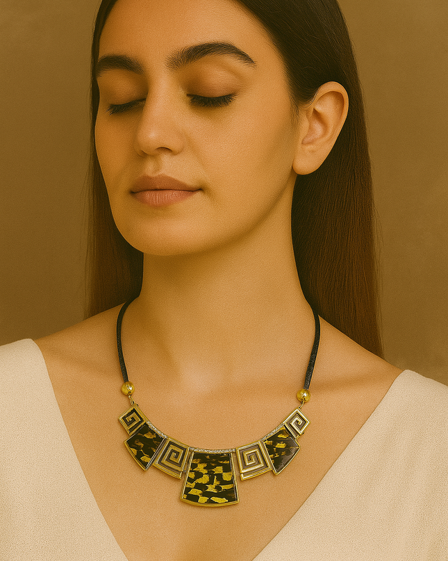 Yellow Mosaic Square Necklace
