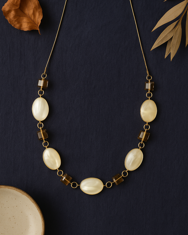 Classic Oval Bead Necklace with Antique Finish