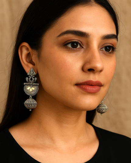 Antique Oxidised Statement Earrings for Women